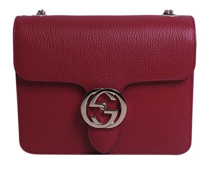 Dollar Red Interlocking G Shoulder Bag, front view